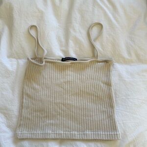 Brandy Melville Beige Ribbed Crop Top